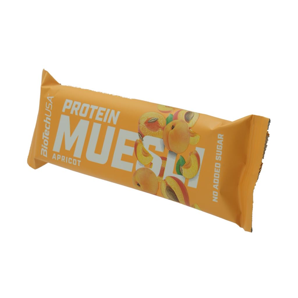 BioTechUSA Protein Muesli Bar, Aprikosenmüsliriegel mit Vitaminen, Eisen und Süßungsmittel, 28 * 30 g, Aprikose