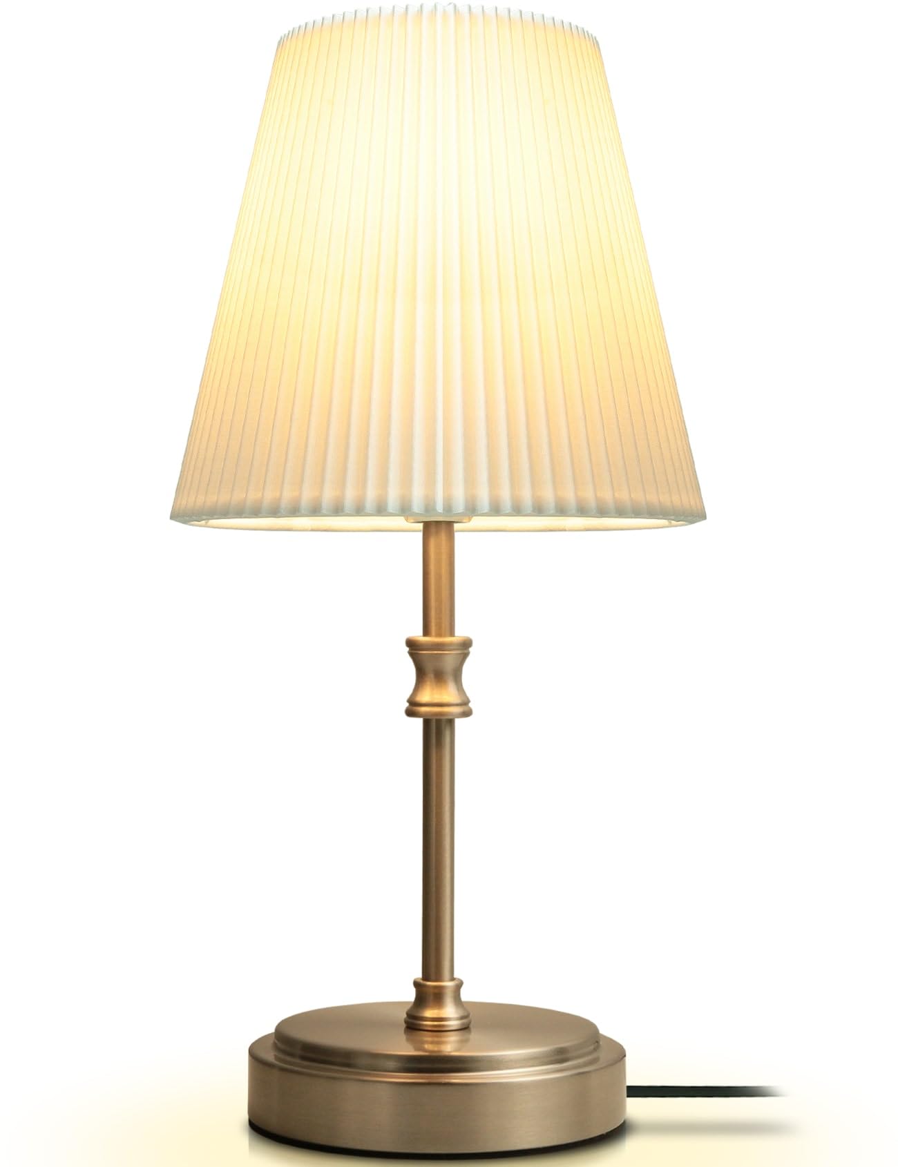 Dotykowa lampka nocna, 31,5 cm ściemnialna sterowanie dotykowe lampa stołowa LED nowoczesna lampa stołowa retro z żarówką do czytania salon pokój dziecięcy klosz z tkaniny do sypialni hotelu