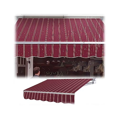 Toldo de patio de repuesto a rayas rojas y blancas cubierta manual de 3x2,4 m para jardin 2