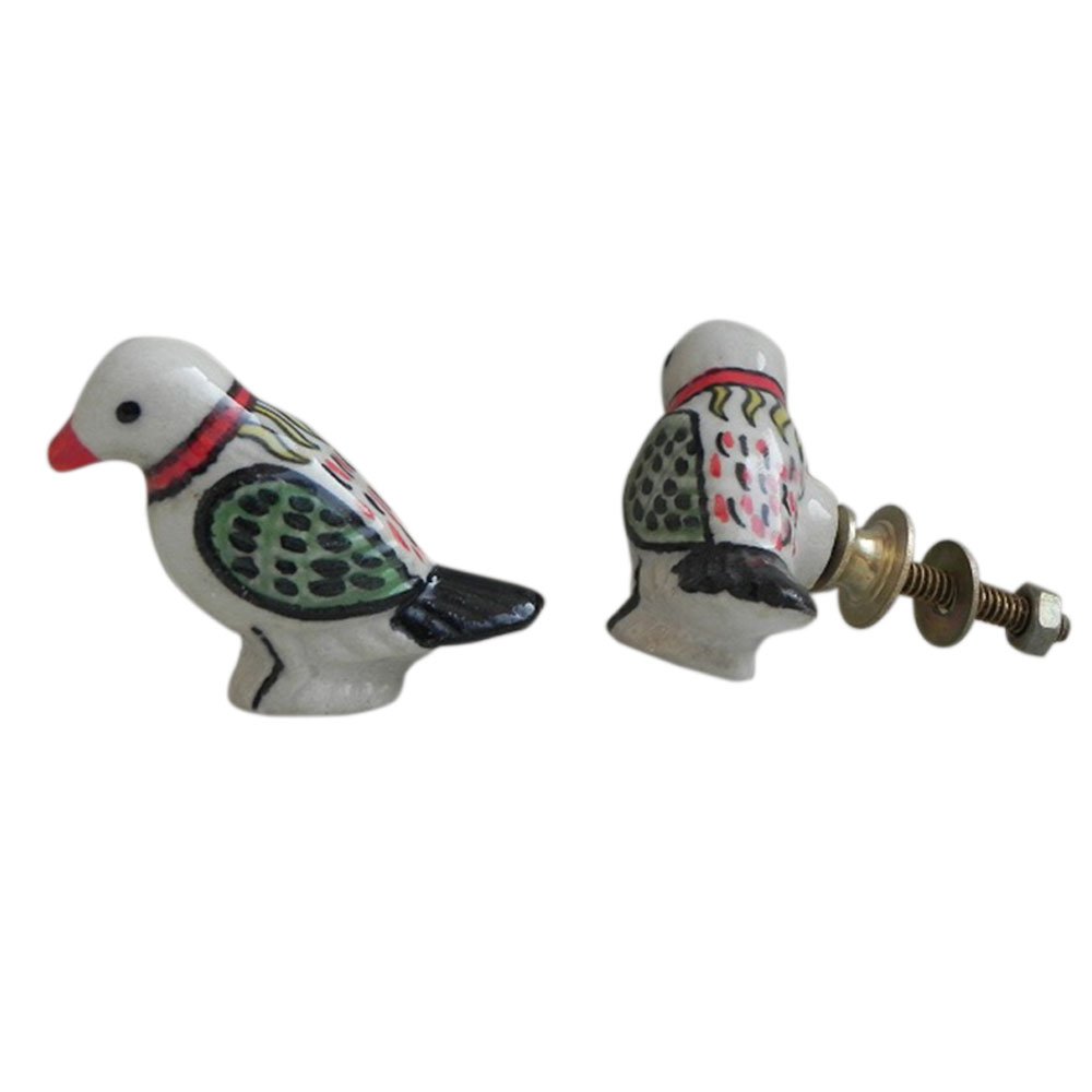 IndianShelf 4 Pack White Bird Ceramic Luxury Drawer Knobs for Kitchen Cabinet Hardware Door Decorative Dresser Pulls Hand-Finished (B06W55K837) Amazon Price History, Amazon Price Tracker