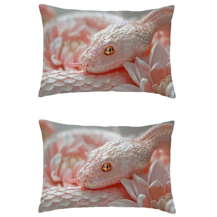 Housse de coussin 50x70cm rectangulaire lin motif serpent luxe double sided printing