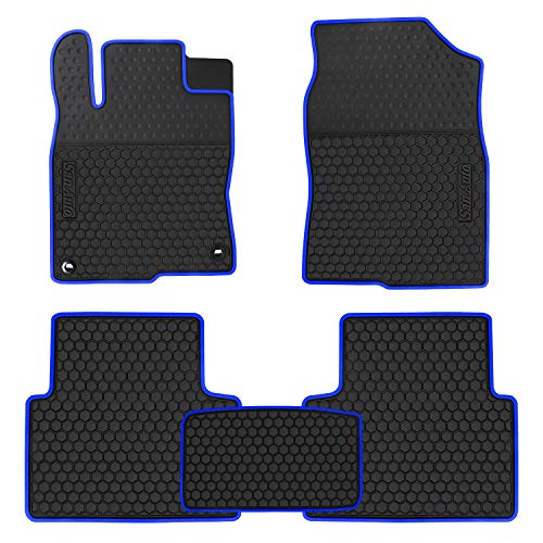 HD-Mart Car Rubber Floor Mat for Honda Civic 10th Generation 2016 2017 2018 2019 2020 2021, Custom Fit Rubber Black and Navy Blue Auto Floor Liners Mat All Weather Protection Heavy Duty Odorless
