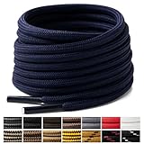 [Handshop] 2足分丸紐靴紐4mm 耐久性登山靴ハイキング(ネイビー、140cm)