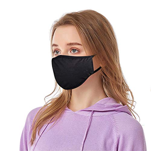 Preisvergleich Produktbild Supertong Unisex Erwachsene Mundschutz Atmungsaktiv Baumwolle Stoff Einfarbige Waschbar Wiederverwendbar Gesichtsschutz Outdoor Winddicht Staubdicht Radfahren Face Shield (Schwarz)