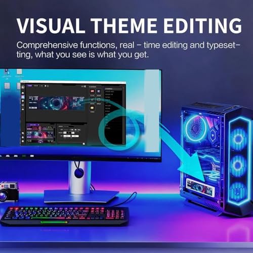 Image of Dpofirs 9.2 Inch FHD PC Temperature Display Panel, Computer Secondary Screen with Dynamic Video Themes and Single Cable Setup for CPU GPU Monitoring and Custom Desktop Setup (White)