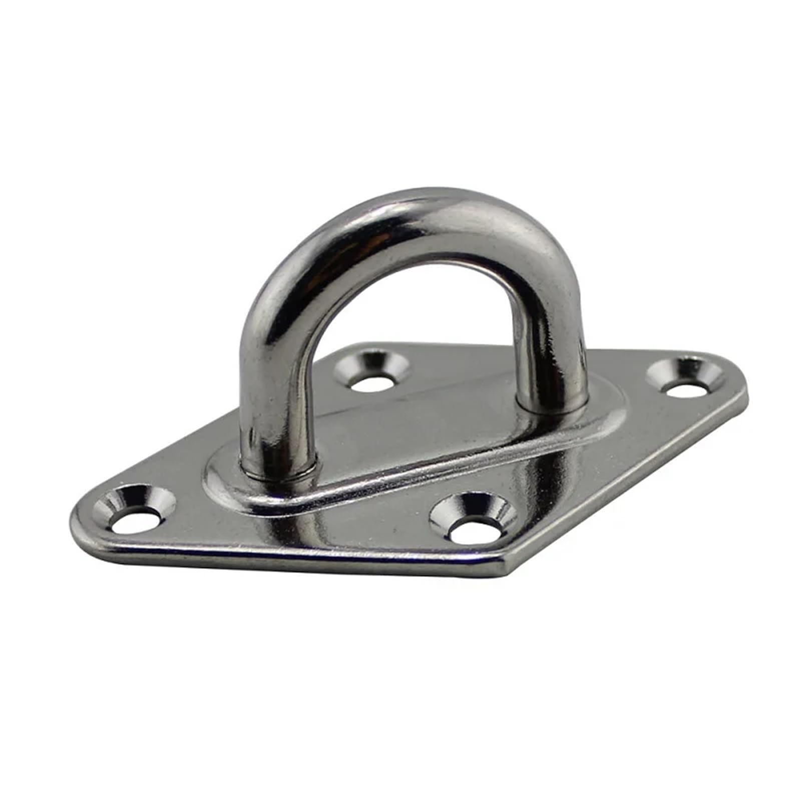 ENWWCH 4 PCS Diamond 304 Stainless Steel Pad Eye Plate Hook for Suspension Ceiling Hooks Marine Application for Wall Hanging(6mm)