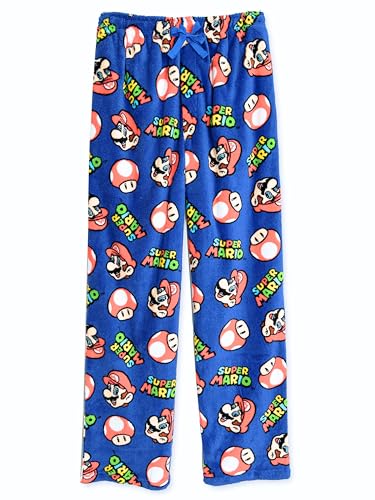 Super Mario Men's Mario and Kinoko Warm Plush Cozy Pajama Pants3
