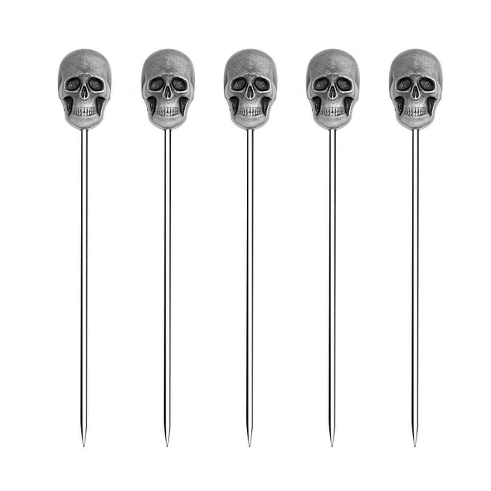 ROOS Creative Cocktail Decoration Fruit Stick Cocktail or Martini Pick Pack of 5 (Skull Shape)