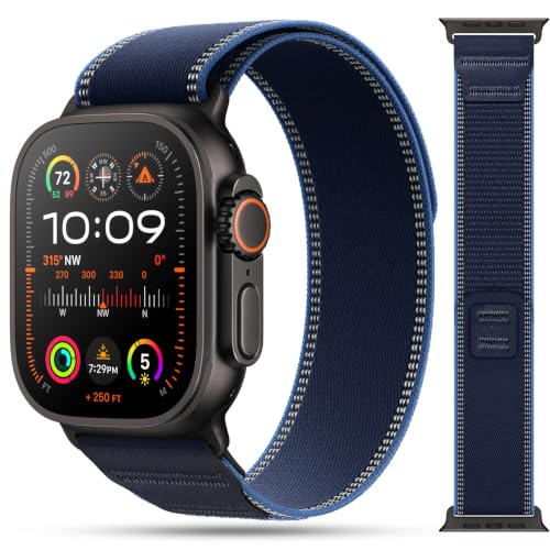 Image of MRAIN-H Nylon Leather Design Compatible with Apple Watch Bands for Men Women Series 11 10 9 8 7 6 5 4 SE 3 2, Soft Stretchy Sport Band for iWatch 42mm 41mm 40mm 38mm