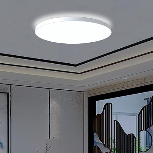 Lámpara LED de techo, 11 pulgadas, 24 vatios, luz redonda de panel plano, luz diurna de 5000 K, lámpara de techo delgada blanca para cocina,