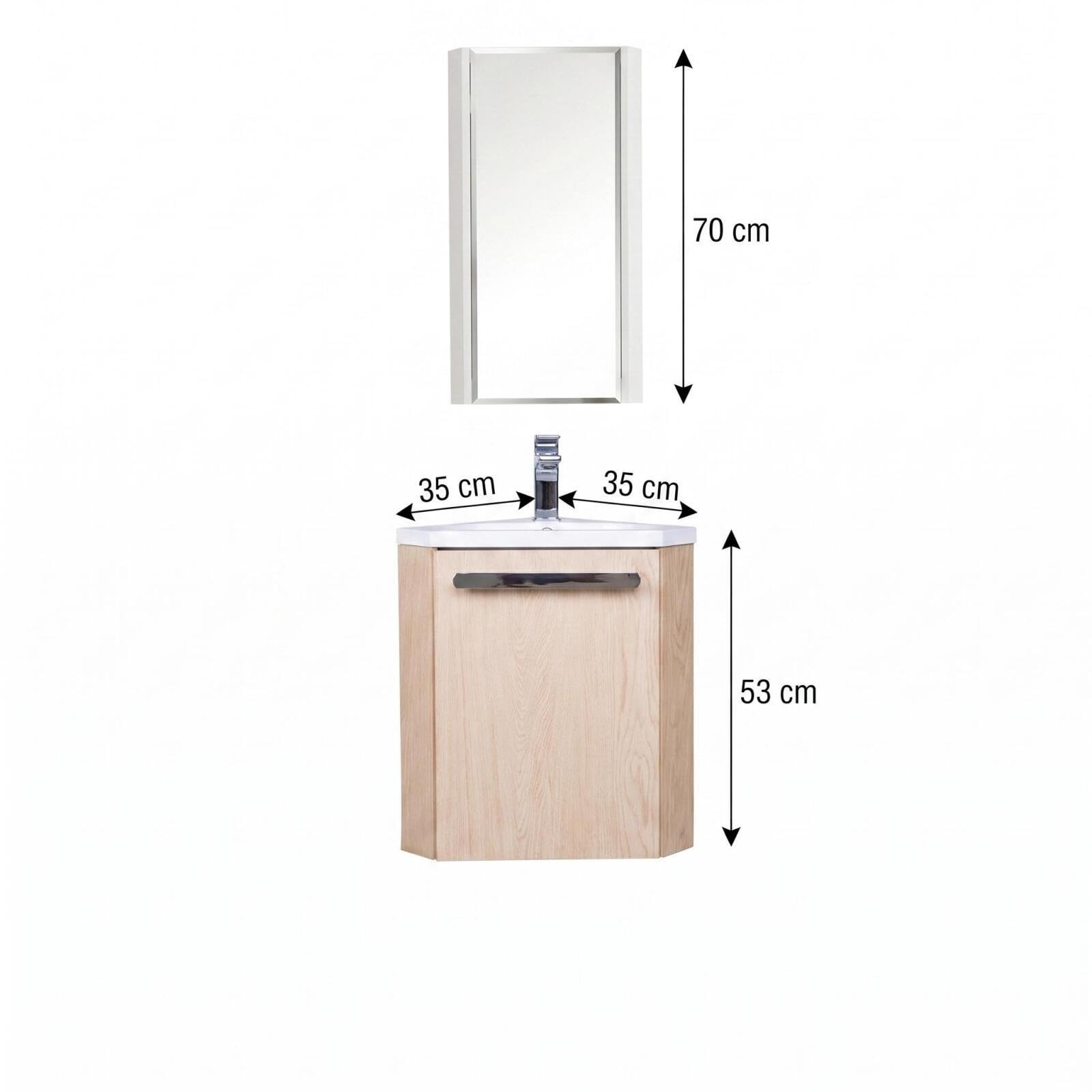 MOB-IN Ensemble Lave-Mains Angle Suspendu SKINO avec Robinet et Armoire d'angle