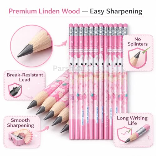 Image of KiddieWorld Premium Graphite Sketching Pencil Set for Kids & Artists - Pack of 12 Dark HB Pencils with Eraser - Perfect for School, Writing, Shading & Return Gifts