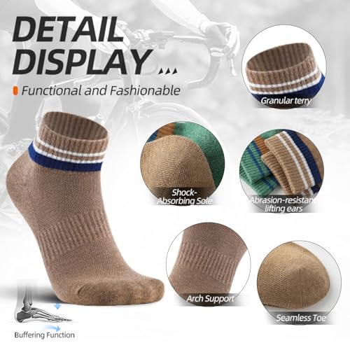 Men's Cotton Ankle Socks,Moisture Wicking Sport Socks,Low Cut hiking Socks,5 Pack4