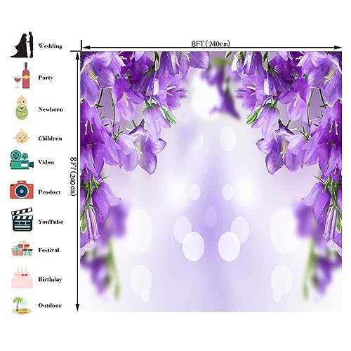 Fondo Fotográfico Floral Bokeh Morado 8x8ft miniatura 4