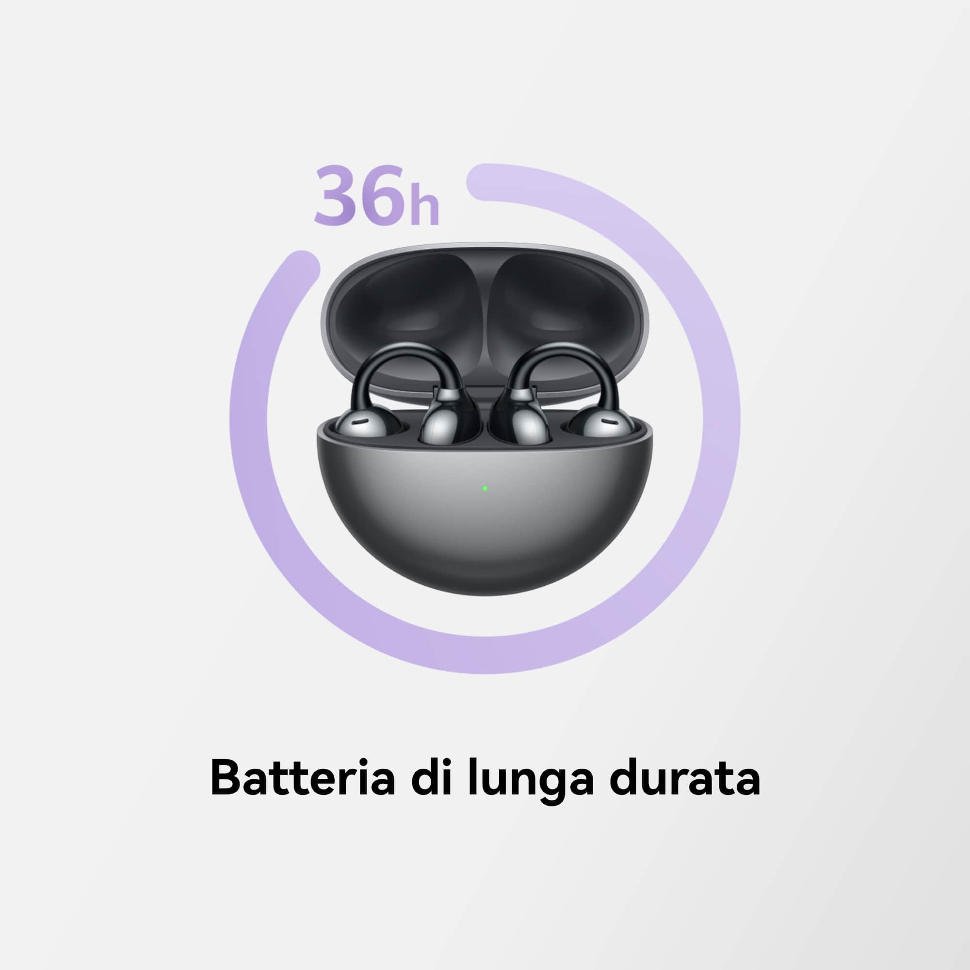 HUAWEI FreeClip, Design innovativo con clip per un comfort senza pari, Ascolta con open-ear, Cancellazione del rumore AI per chiamate, Batteria lunga durata, Android & iOS, Italia, Purple