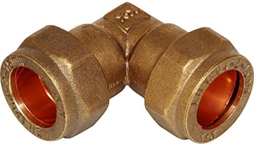 Merriway BH04838 Brass Elbow Compression Fitting, 15 mm, Yellow