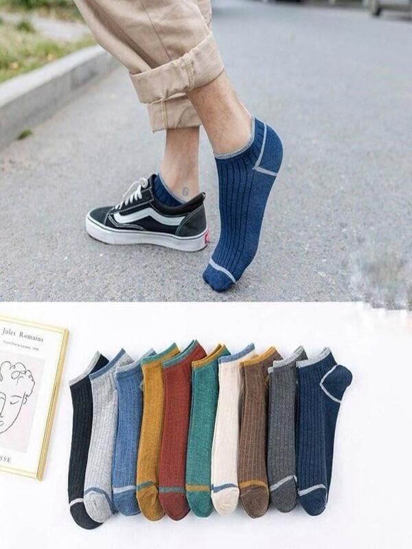 Sky Socks 10'lu Erkek Çemberli Renkli Patik Ekonomik Paket Kısa Spor Sneakers Çorap Tek Beden