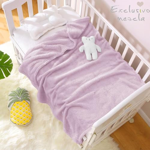 Image of Exclusivo Mezcla Plush Fuzzy Fleece Throw Blanket, Super Soft, Fluffy and Warm Blankets for Couch, Bed, All Season Use (40x50 Inches, Light Purple)