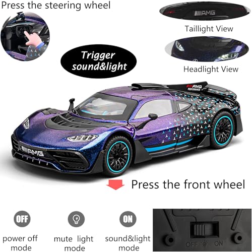 Modelo de Coche de Juguete Deportivo 1:24 Morado miniatura 4