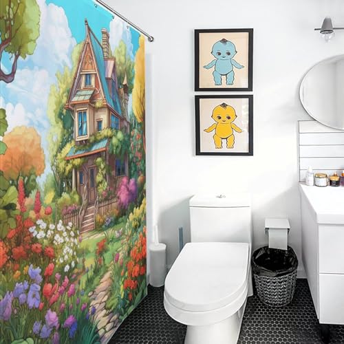 Rideau de douche en polyester gîte de montagne imperméable 140x183cm
