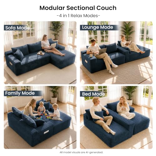 95" Modular Sectional Sofa, Boneless Chaise L-Shaped Couch for Living Room - image 3