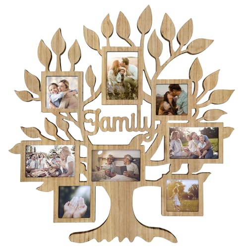 Family Tree Photo Collage Frame for Living Room, 26 x 27 Inch Rus...
