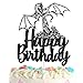 Dragon Happy Birthday Cake Topper - Animated film themed Game Party black Glitter Decoration Supplies