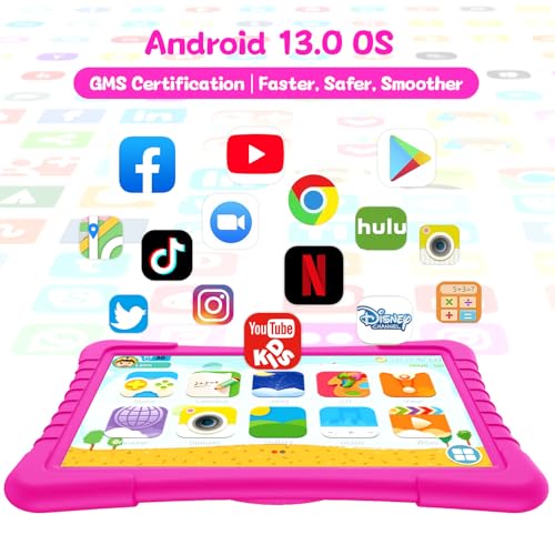 YOBANSE Kids Tablet, 10 inch Tablet for Kids, Android 13 Children Tablet with 3GB RAM 64GB ROM, WiFi, Bluetooth, Dual Camera, 1280 * 800, 8001mAh Battery, Toddler Tablet with Parental Control(Pink) - Image 6