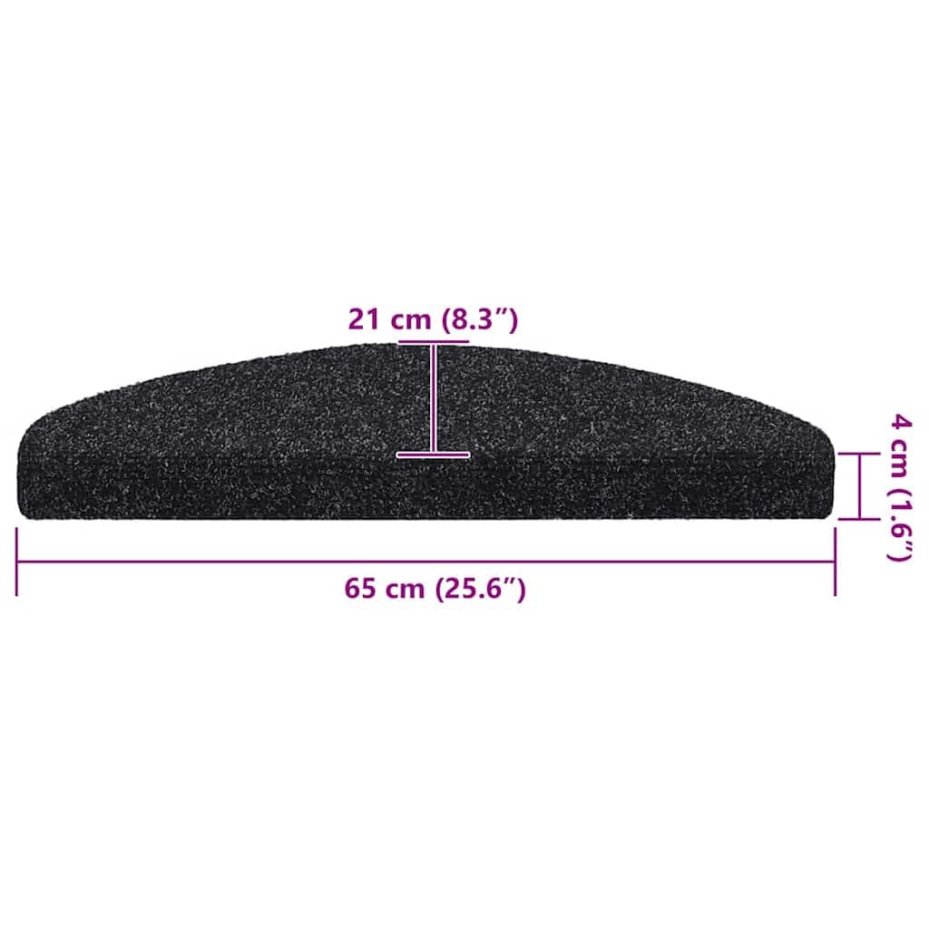 Lot de 20 tapis d'escalier autocollants - 65 x 21 x 4 cm - Noir - Semi-circulaires - Antidérapant - Avec protection contre les marches et les rayures - Pour escalier en bois, escalier en