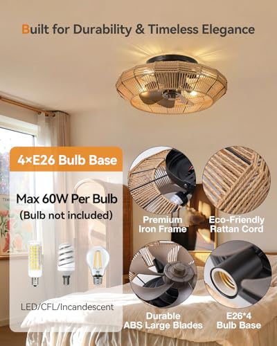 50% Off addlon Boho Ceiling Fan with Light and Remote - Image 4