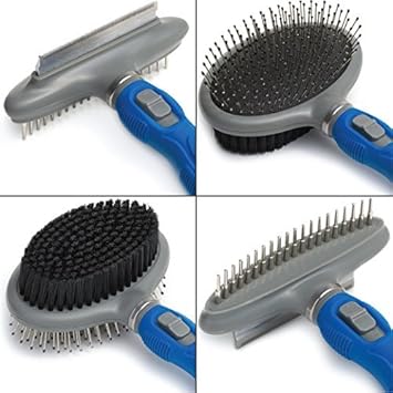 Friends Forever 2 in 1 Pet Grooming Dog and Cat Dual Sided Pin and Bristle Deshedding + Hair Brush 2 Sided Undercoat Rake - Safe Dematting Comb for Easy Mats & Tangles Removing