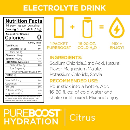Image of Pureboost Sugar-Free Electrolyte Hydration Packets, Citrus 14ct