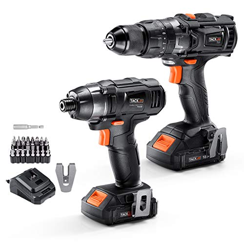 Akkuschrauber und Akkuschlagschrauber, TACKLIFE 35Nm Akkuschrauber und 180Nm Schlagschrauber, 2x 2,0 Ah 18V Batterien mit Schnellladegerät, Schnellwechselfutter, 32pcs Zubehör, LED - PID02B + PCD04C 1 Akkuschrauber und Akkuschlagschrauber, TACKLIFE 35Nm Akkuschrauber und 180Nm Schlagschrauber, 2x 2,0 Ah 18V Batterien mit Schnellladegerät, Schnellwechselfutter, 32pcs Zubehör, LED - PID02B + PCD04C
