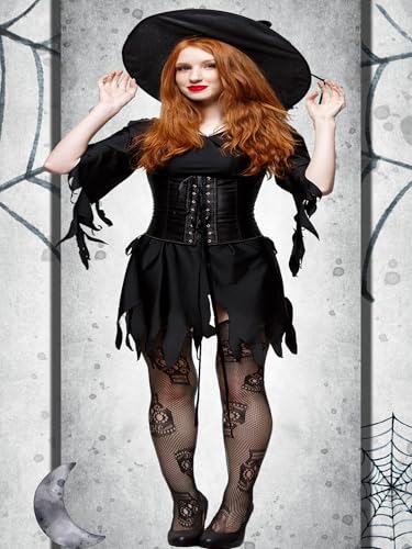 Image of Jadive 6 Pairs Women Plus Size Suspender Tights Fishnet Thigh High Stockings Garter Belt Lingerie Pantyhose
