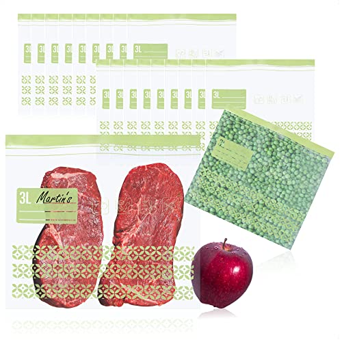 com-four® 20x Gefrierbeutel 3 Liter zum Verschließen - wiederverschließbare Frischhaltebeutel mit einem Fassungsvermögen von 3 Litern - Allzweckbeutel bis -40°C (20x 3 Liter)