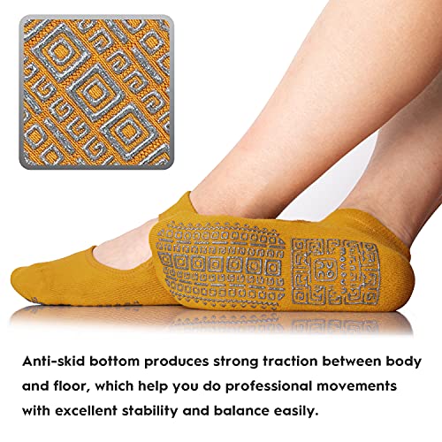 Image of Non Slip Grip Yoga Socks for Women with Cushion for Pilates, Barre, Dance