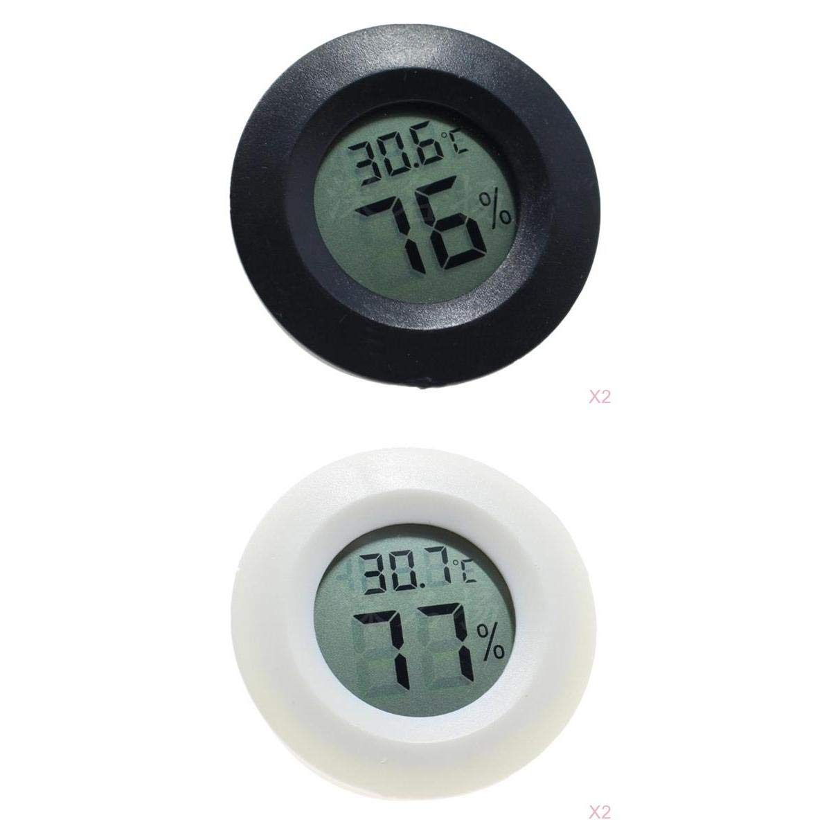 bnf® 4x round digital thermometer humidity,lcd display for reptile snakes|pet supplies | reptile supplies|4 pieces digital temperature humidity meter