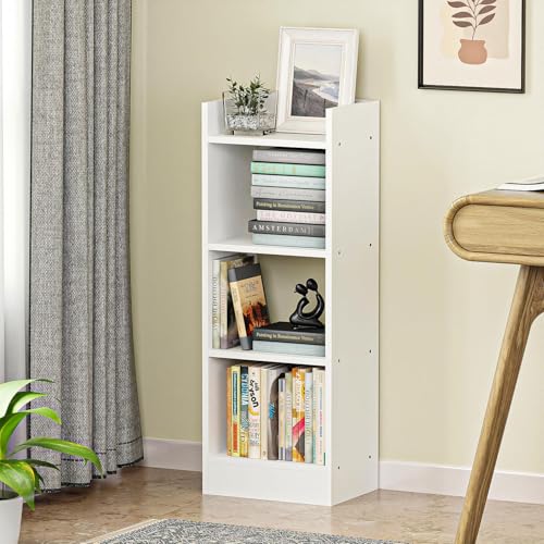 Lukzer 3 Layer Engineered Wood Multipurpose Rack Bookshelf Storage Organizer Stand (MR-010/White/80x33x22cm) - Modern White Bookshelf Storage for Home Organization