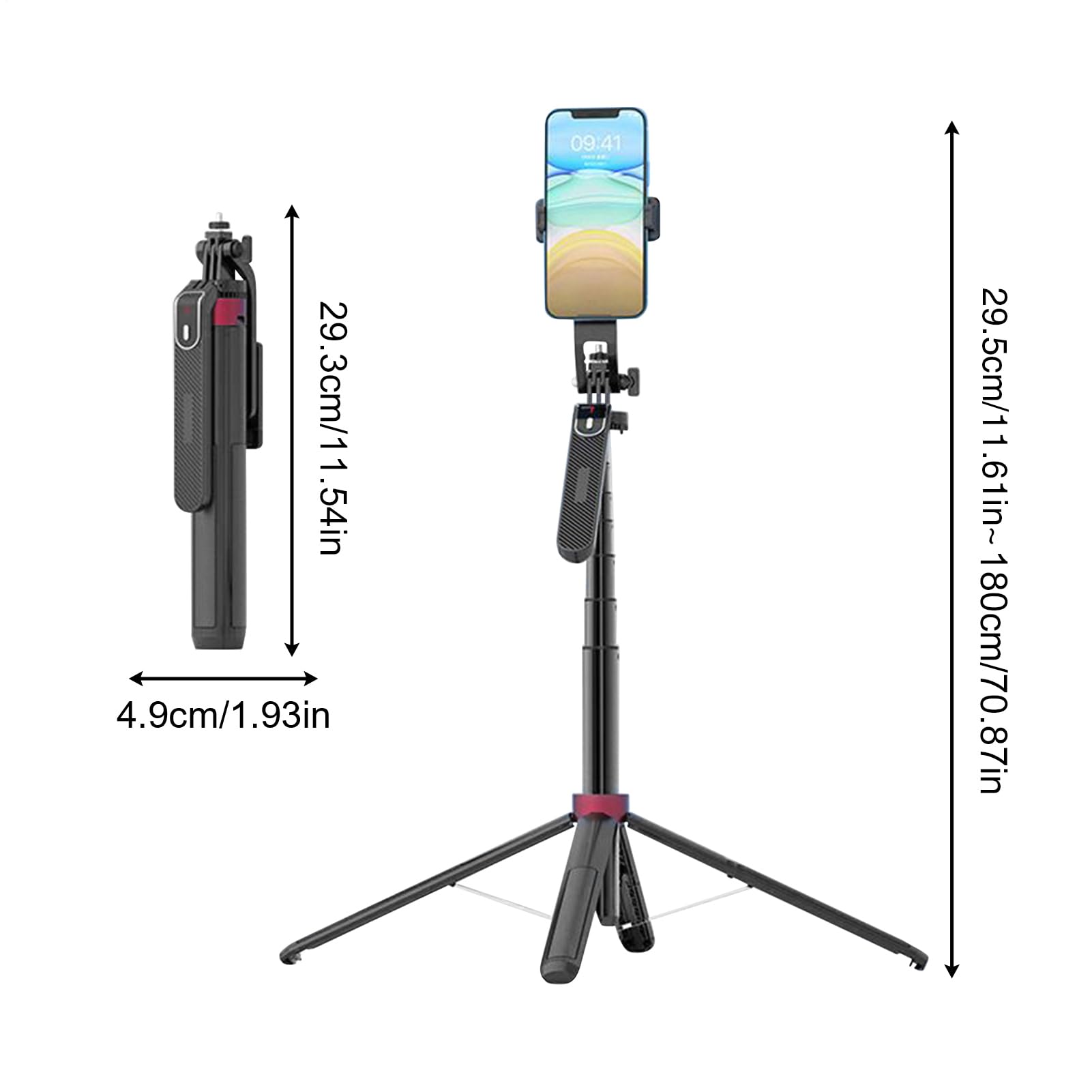 Asta Per Selfie Portatile Bastone Selfie Invisibile | Supporto Anti Scossa per Ripresa con Montatura Fotocamera Rotante per Esterno Viaggi Fotografia Sport Trekking Registrazione