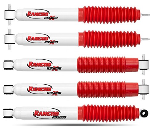 Rancho RS5407 RS55128 RS55240 Steering Stabilizer and 2 Pairs of Shock Absorbers for 1997-2006 Jeep Wrangler