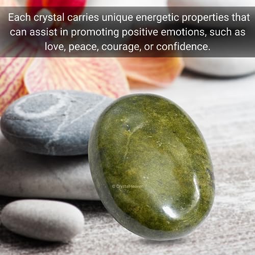 Image of Crystal Heaven Vesuvianite Crystal Palm Pebbles Stones For Anxiety Stress Relief Massage-Aaa Grade Original Healing Gemstone Agate Palm Stone For Yoga Meditation Spiritual Reiki Feng Shui
