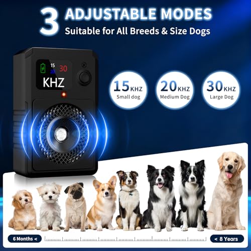 Anti Bell Gerät Hunde, 3 Modi Antibell Ultraschall Gerät, 50 Fuß Stopp Hundebell Gerät, IPX4 Wasserdichtes Anti-Bell-Mittel für Hunde das Training Großer Kleiner Hunde im Freien Innenbereich Antibell
