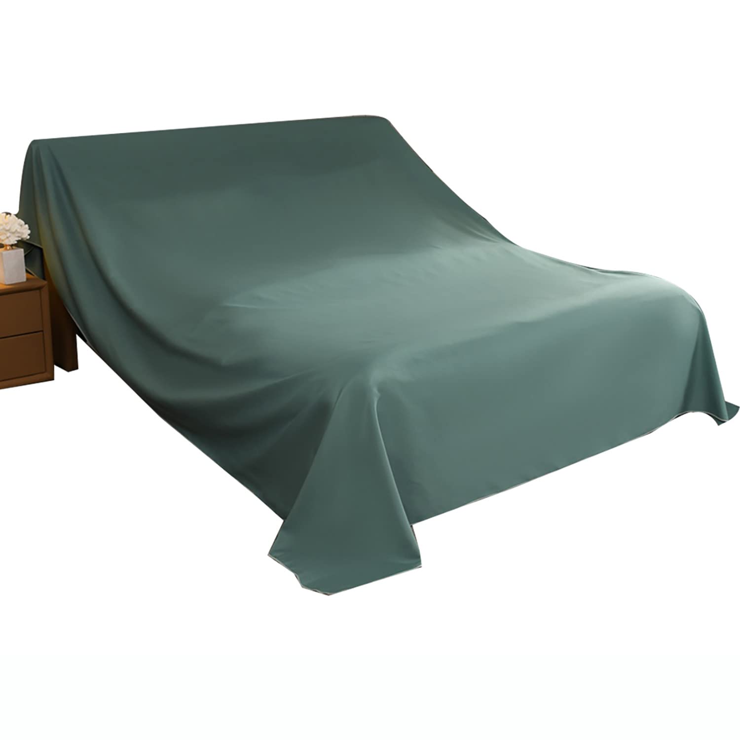 Furniture Dust Shroud Cloth, Bed/sofa Dustproof Throw Brushed Cotton Dust Sheets for Decorating/long Outings/removals (Green,120×100cm)