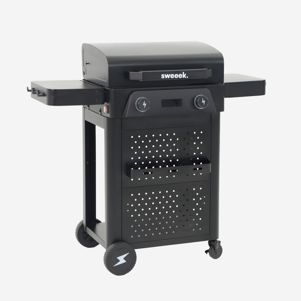 sweeek - Barbecue électrique acier émaillé 2 brûleurs 2300 W. 2 tablettes. thermomètre. écran de contrôle - Voltis