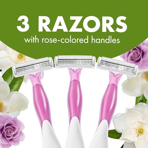 BIC Soleil Escape Women's Disposable Razors, 3 Blades for a Comfortable Shave, Pack of Rose and Magnolia Scented Handle Shaving Razors for Women, 3 Count - image 3
