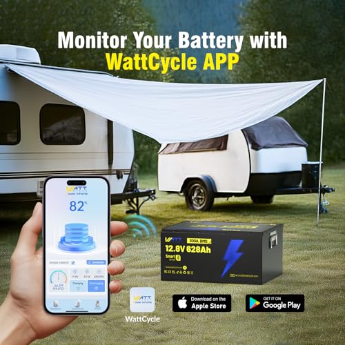 Image of WattCycle 12V 628Ah LiFePO₄ Battery, Lithium Battery 12V 300A BMS, Lithium RV Batteries Built-in Bluetooth, 8038Wh Energy Storage, IP65 Waterproof, Perfect for Home Energy, RV, Marine, Solar, Off-Grid