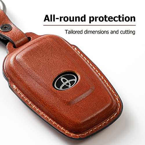 Image of Compatible with Toyota Key fob Cover Leather Toyota Keychain Holder case Protector Avalon Camry TRD Corolla Highlander Prius Prime RAV4 Prime CHR Accessories