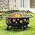 32 Inch Round Fire Pit with Mesh Cover, Fire Poker, Star and Moon Design, Metal Wood Burning Outdoor Firepit for Patio, Backyard, Garden, Bonfire Party,Perfect for Christmas, Thanksgiving, Halloween