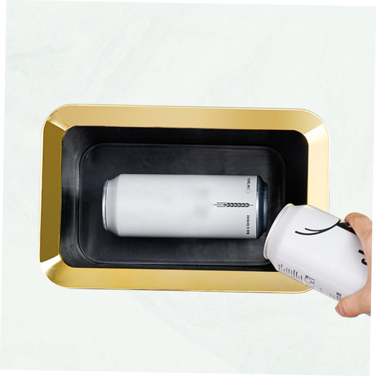 Contenedor Anillo de Presión y Base Antideslizante de Reciclaje de Basura Cuadrado Negro de 10l Diseño Nórdico para Cocina y Baño