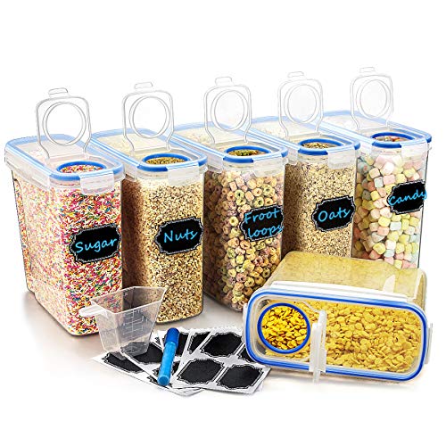 Wildone Plastic Cereal Containers Set | 6 Large (16.9 Cups, 135.3oz) Airtight Food